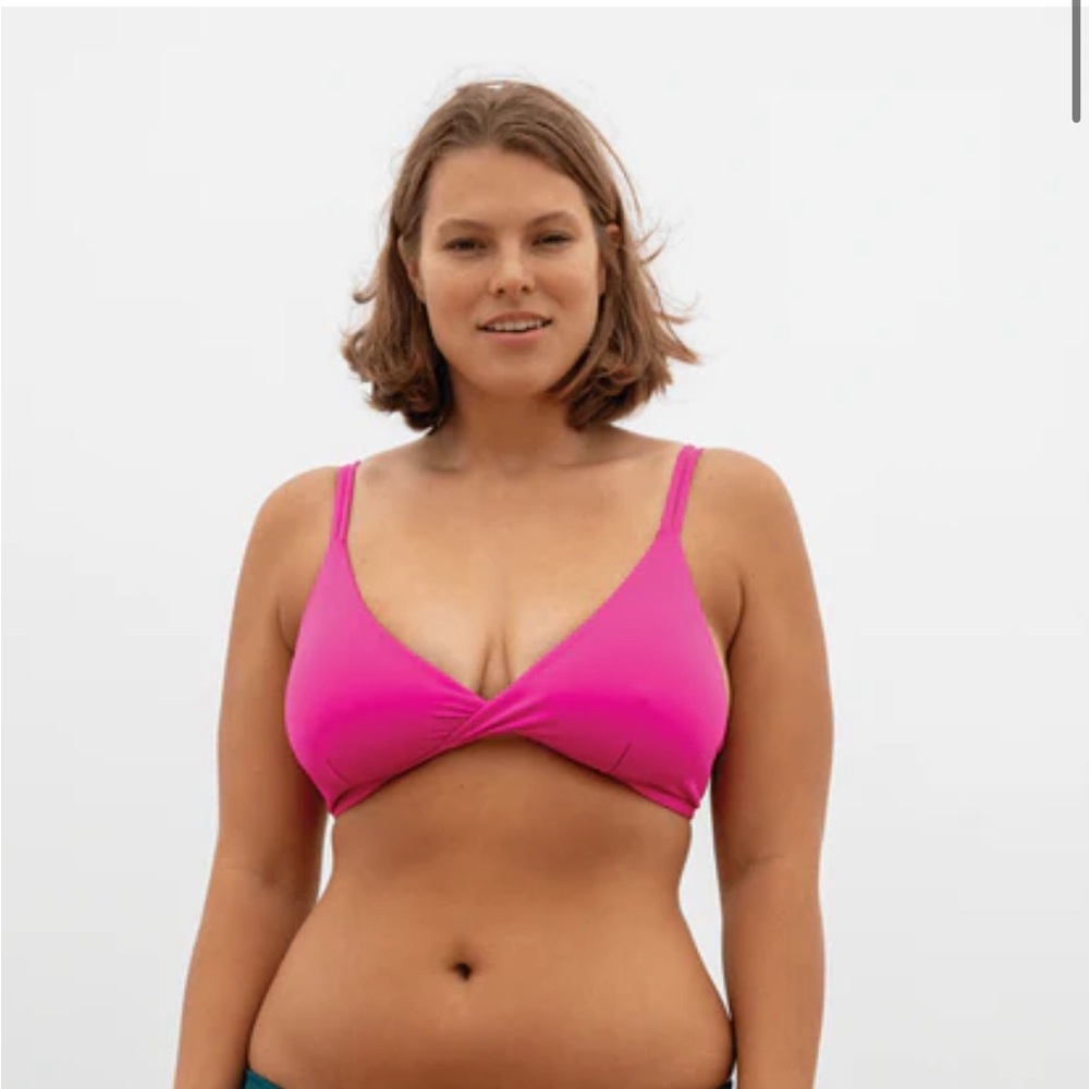 Left On Friday Hot Pink Twist Front Bikini Top